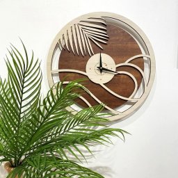 【Coco Nene】 時計 壁掛け Sandbank Wave Layered Clock ヤシの木 波 ALOHA ハワイ 海 砂浜 木製 hawaii ハワイ インテリア ハワイ製 ku