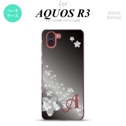 SH-04L SHV44 R3 AQUOS R3 スマホケース カバー 花柄 サクラ D 黒 +アルファベット nk-r3-185i