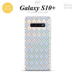 SC-04L SCV42 Galaxy S10+ スマホケース ソフトケース アーガイル クリア 青 メンズ レディース nk-s10p-tp1414