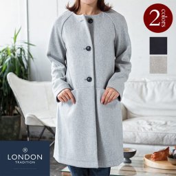 英国製レディースノーカラーコート[LONDON TRADITION/ロンドン トラディション]   翌日出荷   おしゃれ ブランド 人気 新生活 引越し クリスマス 父の日 バレンタイン  誕生日