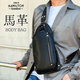 ボディバッグ メンズ 本革 軽量 ショルダーバッグ ワンショルダーバッグ レザー 馬革 黒 おしゃれ かっこいい 人気 おすすめ 父の日 誕生日 ギフト プレゼント 16460
