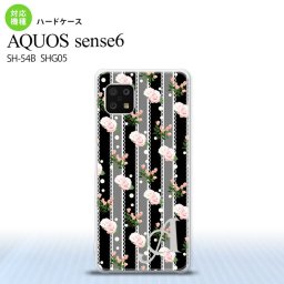 SH-54B SHG05 AQUOS sense6 スマホケース ハードケース 花柄 バラ レース 黒 +アルファベット メンズ レディース nk-sens6-259i