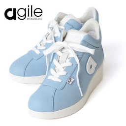 ルコライン 靴 アージレ バイ ルコライン スニーカー agile-010BL LEATHER 革 本革 ブルー 青 ターコイズブルー サイドファスナー付 agile by RUCO LINE シューズ 