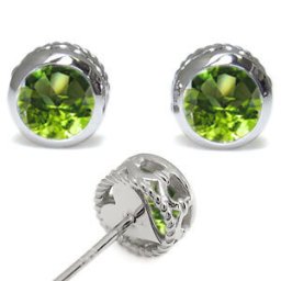 ペリドット ピアス  K18 一粒 ペリドットピアス 縄 ハート