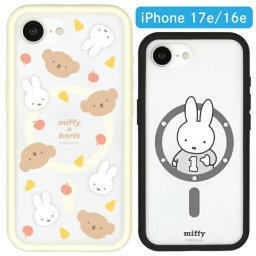 ミッフィー iPhone17e iPhone16e ケース クリア 半透明 miffy ボリス キャラクター グッズ スマホ カバー エアクッション ハイブリッド 耐衝撃 6.1inch １眼 アイホン アイフォン マットクリア magsafe 磁石 マグセーフ MF-677