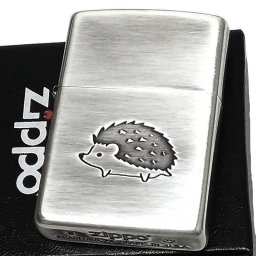ZIPPO ハリネズミ ジッポ ライター レディース かわいい メンズ シルバーイブシ エッチング彫刻 銀 可愛い プレゼント ギフト