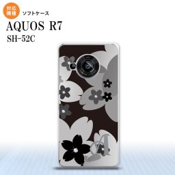 SH-52C AQUOS R7 スマホケース 背面ケースソフトケース 花柄 サクラ C 黒 +アルファベット 2022年 7月発売 nk-r7-tp061i