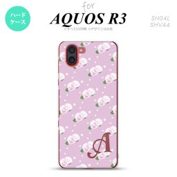 SH-04L SHV44 R3 AQUOS R3 スマホケース カバー 花柄 バラ ドット 紫 ピンク +アルファベット nk-r3-260i