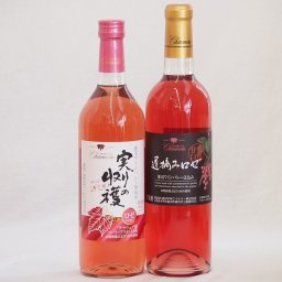 鮮やかなロゼワイン2本セット(勝沼ワインバレー遅摘み甘口(山梨) 山梨県産実りの収穫やや甘口) 720ml×2本