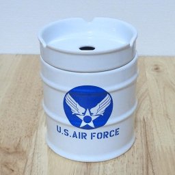 ドラム缶灰皿 喫煙具 AIRFORCE タバコ ホワイト×ブルー 小物入れ アメリカン おしゃれ インテリア ペン立て かっこいい メンズ プレゼント ギフト