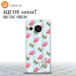sense7 sense7 スマホケース 背面ケースソフトケース 花柄 バラ レース 水色 +アルファベット 2022年 11月発売 nk-sens7-tp247i