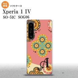 SO-51C SOG06 XPERIA 1 IV Xperia 1 IV スマホケース 背面ケースソフトケース エスニック 花柄 ピンク ベージュ +アルファベット メンズ レディース nk-xp14-tp1582i