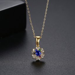 ネックレス キュービックジルコニア マルチカラー 真鍮 イエローゴールド 小豆 アズキチェーン カニカン 揺れる ゆれる モチーフ フラワー カラフル 40cm+5cm n20030917