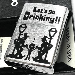 ZIPPO ドランク  エイリアン コミカル ジッポ ライター 酔っぱらいおじさん ユニーク シルバーサテン 可愛い 宇宙人ドランカー  おしゃれ メンズ おもしろい ギフト プレゼント