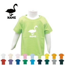 「白鳥」名入れTシャツ/ベビー服 キッズ服 お名前 子供服 キッズウェア こども服 入園 入学 新学期 幼稚園 保育園 小学校 ベビーウェア 入園祝い 入学祝い 【ネコポス発送可】【cf_bst】アイテム 白鳥、スワン、swan、渡り鳥