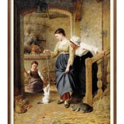 エドゥアール カストル 子猫と遊ぶ A3 サイズ ポスター アート おしゃれ 絵画 インテリア 北欧 イラスト マット紙 艶消し アートパネル 額 フレーム デザイン 壁掛け ギフト 新築祝い ディスプレイ 引越し祝い　新生活　空間デザイン 