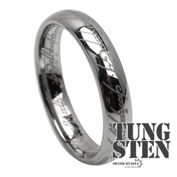タングステン 火文字リング 幅4mm 細身 指輪 メンズ リング シルバー メタリック 金属アレルギー対応 プレゼント 男性