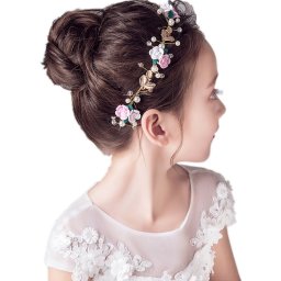 ヘアアクセサリー ヘッドドレス 子供 髪飾り 女の子 キッズ ティアラ カチューシャ 花 薔薇 リーフ ピンク ゴールド ホワイト パール 発表会 ピアノ 結婚式 ブライダル ウエディング 写真撮影 (HC17)