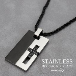 ステンレス 機械美 かっこいい ブラッククロスネックレス ペンダント プレートネックレス メンズ ドッグタグ 高級感 存在感 チェーン付き 男性