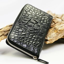 カイマンワニ革 長財布 メンズ ラウンドファスナー カイマンクロコ クロコダイル 財布 本革レザー ブランド ブラック btr-l002bk
