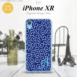 iPhoneXR iPhone XR スマホケース ソフトケース 唐草 青 水色 +アルファベット メンズ レディース nk-ipxr-tp1131i