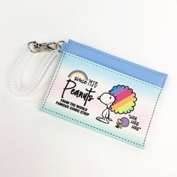 SNOOPY スヌーピー シングルパスケース BL レインボースヌーピー パスケース 定期入れ 青 グッズ  (MCOR)