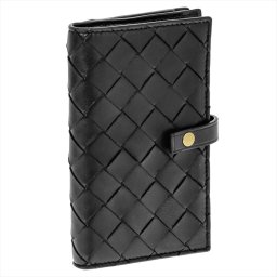 ボッテガヴェネタ BOTTEGA VENETA 609070 VCPP3 二つ折り財布 メンズ 財布 ミニ財布 小銭入れ シンプル 小物 プレゼント お祝い コンパクト財布 無地 2つ折り ファスナーウォレット 8648 イントレチャート INTRECCIATO フレンチ ウォレット ブラック 黒 2022 SS NERO