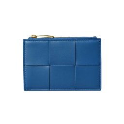 ボッテガヴェネタ BOTTEGA VENETA カードケース 名刺入れ マキシイントレチャート カセット ファスナーカードケース 765460 VCQC4 4222 レディース ディープパシフィック ダークブルー系 本革 レザー