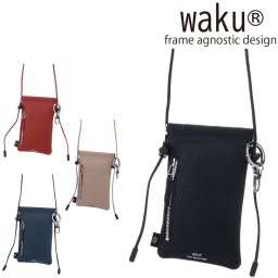 スマホポーチ ショルダーバッグ ショルダーポーチ ワク waku レギュラーコレクション wk-0010 メンズ レディース キッズ 送料無料 誕生日プレゼント ギフト ラッピング無料 ブラック オレンジ ベージュ ネイビー 牛革