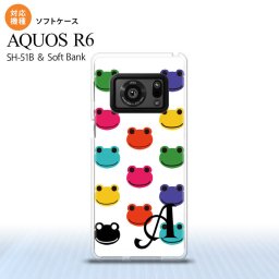 SH-51B AQUOS R6 AQUOS R6 スマホケース ソフトケース カエル かえる A 白 +アルファベット メンズ レディース nk-r6-tp162i