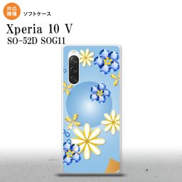 Xperia10V Xperia10V スマホケース 背面ケースソフトケース 花柄 ミックス E 青 2023年 7月発売 nk-xp105-tp308