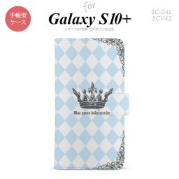 SC-04L SCV42 Galaxy S10+ 手帳型スマホケース カバー 王冠 青 nk-004s-s10p-dr1452