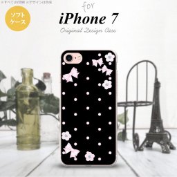 【iPhone7】【スマホケース/スマホカバー】【アイフォン７】iPhone7 スマホケース カバー アイフォン７ ソフトケース ドット・花柄(B) 黒 nk-iphone7-tp352【メール便送料無料】