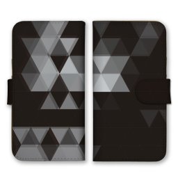＼全機種対応／ スマホケース 手帳型 スマホカバー 手帳タイプ スマートフォン ケース カバー モザイク トライアングル モノクロ かわいい おしゃれ かっこいい カードホルダー付き カード収納 合皮 合成レザー