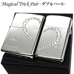 ZIPPO ペア ライター マジカルトリック セット ジッポ ハート スワロフスキー 美しい おしゃれ 女性 メッセージ 彫刻 男性 かわいい 記念日 レディース メンズ ギフト プレゼント