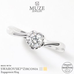 MUZE JEWELRY 指輪   直径4.5mm（0.33ct相当） プラチナ仕上げ オーダーメイド プラチナ仕上げ K18ゴールド仕上げ エンゲージリング 婚約指輪  スワロフスキージルコニア使用リング 一粒 プロポーズ 記念 made in japan 刻印 名入れ roryxtyle