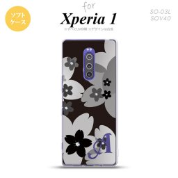 SO-03L SOV40 901SO Xperia 1 スマホケース ソフト カバー 花柄 サクラ C 黒 +アルファベット nk-xp1-tp061i