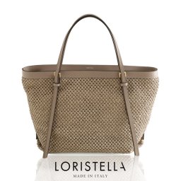 トートバッグ レディース ストロー レザー かごバッグ 天然素材 軽量 a4 ブランド LORISTELLA イタリア 大きい ストロートート バスケット バッグ ロリステッラ 本革 牛革 プレゼント (07000428r) クリスマス 母の日 女性 定年退職 バレンタイン 成人祝い
