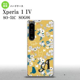 SO-51C SOG06 XPERIA 1 IV Xperia 1 IV スマホケース 背面ケース ハードケース 猫 花 黄 +アルファベット メンズ レディース nk-xp14-1721i