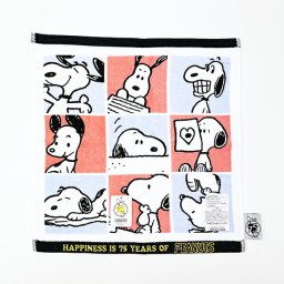 スヌーピー プリント ウォッシュタオル ハンカチ PEANUTS 75th 日本製 SNOOPY