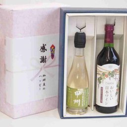 実りの秋の贈り物 感謝の贈り物ボックス 国産山梨県産スパークリングワインと国産ワインセット(国産葡萄100％使用 おいしい日本ワイン 赤ワイン 中口(山梨県)720ml山梨県産葡萄100％甲州スパークリングワインやや辛口 375ml)