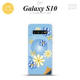 SC-03L SCV41 Galaxy S10 スマホケース ソフトケース 花柄 ミックス E 青 メンズ レディース nk-s10-tp308