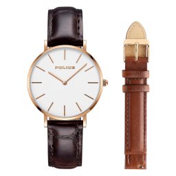 2年保証 新品 送料無料 ポリス POLICE 腕時計 MAJESTIC マジェスティック 15304BSR メンズ レディース ユニセックス ステンレス レザー ピンクゴールド ブラウン 金 茶 替えベルト付