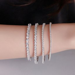 ブレスレット テニスブレスレット キュービックジルコニア 4本爪クラスプ 韓国アクセサリー