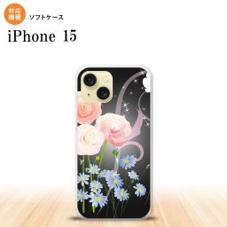 iPhone15 iPhone15 スマホケース 背面ケースソフトケース 花柄 ミックス C 黒 2023年 9月発売 nk-i15-tp283