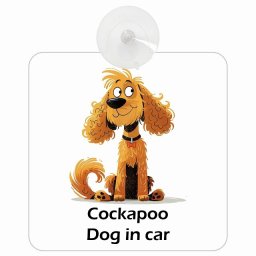 Cockapoo コッカプー DOG IN CAR 吸盤 収れん火災防止タイプ 車内用 アメリカン カートゥーン スタイル アニメ風 ドッグオンボード 安全対策 あおり運転 セーフティサイン 窓ガラス カーサイン 車 犬 かっこいい おしゃれ