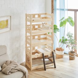 猫用 北欧パインの5段ペットベッド キャットタワー 可愛くておしゃれなデザイン
