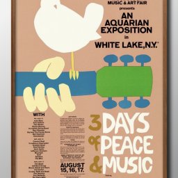 ウッドストック  ロックフェス 音楽 3 days of peace and music A3 サイズ ポスター アート おしゃれ 絵画 インテリア 北欧 イラスト マット紙 艶消し アートパネル 額 フレーム デザイン 壁掛け ギフト 新築祝い ディスプレイ 引越し祝い　新生活　空間デザイン