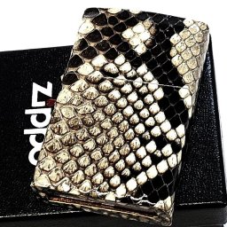 ZIPPO 本錦蛇革巻き パイソン ジッポ ライター 鱗柄 全面 蛇 かっこいい ヘビ皮巻き おしゃれ メンズ 高級 ギフト プレゼント