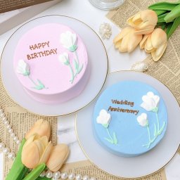 【選べる9色】3本の白いお花のセンイルケーキ【メッセージ】【センイルケーキ】【記念日に】4号5号6号